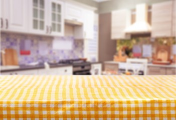 Worn table and blur with bokeh grass