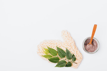 Bath background of massage mitten