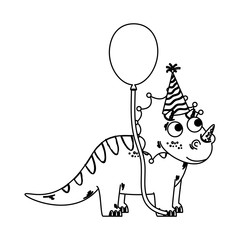 cute triceratops with balloon helium
