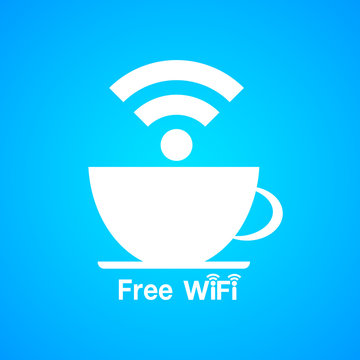 coffee cup and wireless icon.