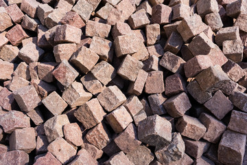 Rocks for construction stacked on the floor