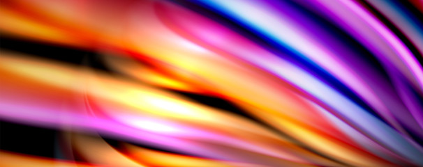 Fluid color swirls on black. Modern background with trendy design