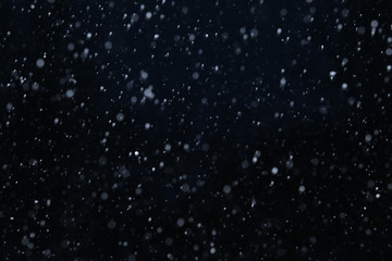 snow on a black background