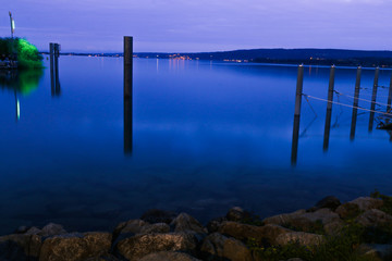 Water reflections on the boat dock, Lake Constance, Radolfzell