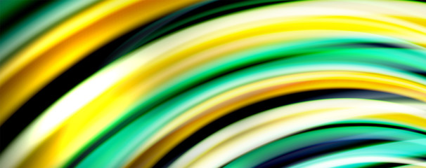 Fluid color swirls on black. Modern background with trendy design