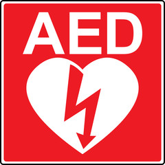 defibrillator emergency sign (D.A.E., A.E.D.)