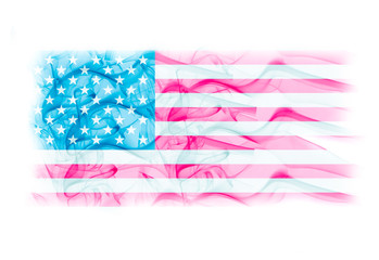 United States flag with smoke texture on white background