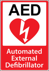 defibrillator emergency sign (D.A.E., A.E.D.)