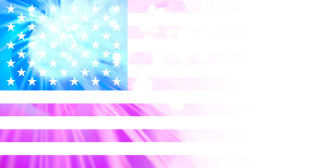 United States flag with optical fiber texture on white background
