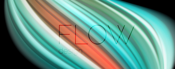 Flowing liquid colors - modern colorful flow poster. Wave liquid shapes. Art design for your design project