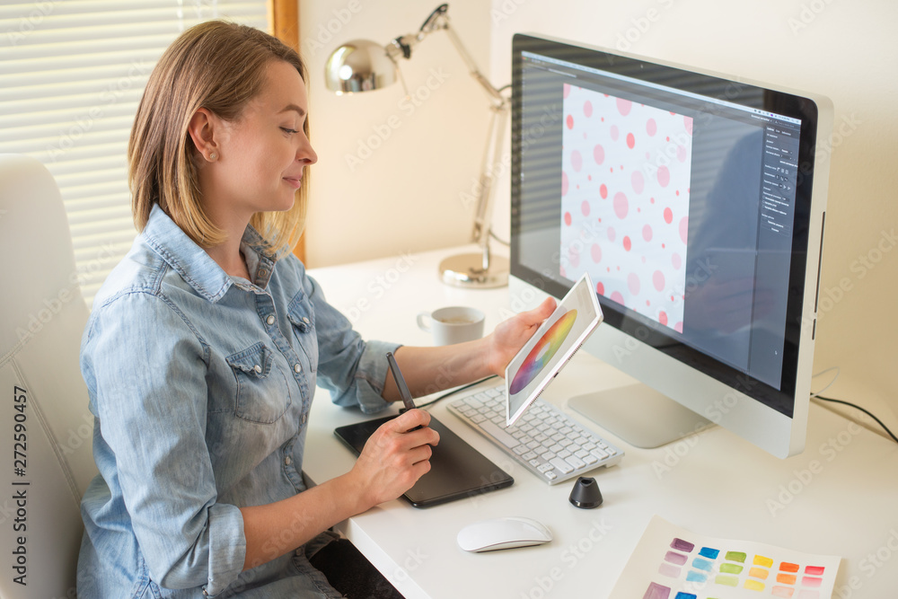 Poster graphic designer. work with color on the project. web design concept. freelancer. art