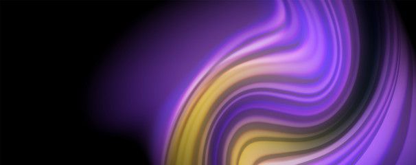 Fluid liquid color wave lines, glowing colorful light effect, abstract composition template. Geometric technology abstract pattern. Movement concept