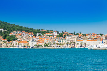 Split, Croatia, view on waterfront and old city, Adriatic coast, seascape