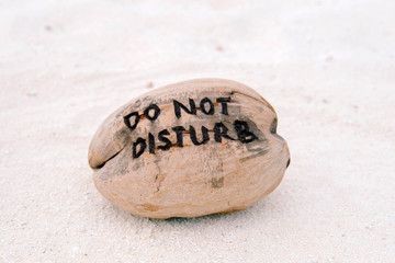 Fototapeta na wymiar Do Not Disturb Sign on the beach, Maldives.