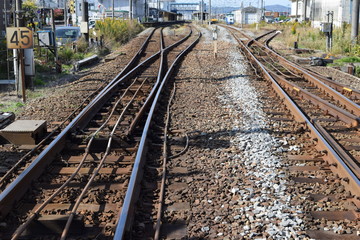 Fototapeta premium 鉄道線路の分岐ポイント