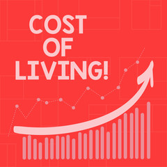 Conceptual hand writing showing Cost Of Living. Business photo showcasing The level of prices relating to a range of everyday items