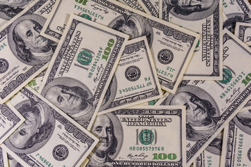 Background of the many american one hundred dollar banknotes