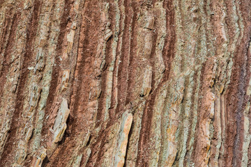 Close up of the rainbown mountains pattern. Xizi mountain Khizi district. Rainbown mountains pattern