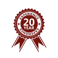 Twenty Year experience label seal, 20 year experience