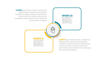 Thin line flat square box for infographic. business concept with 2 options, steps or processes. Vector template.