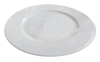 assiette blanche sur fond blanc 