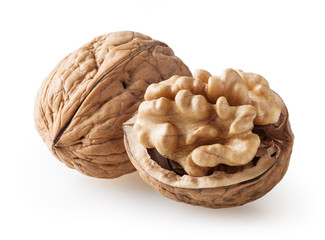 Walnuts isolated on white background with clipping path