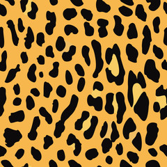 Leopard or Jaguar seamless pattern on orange background. Exotic wild animal spots. Skin of Jaguar, Cheetah, leopard. Fashionable, elegant, rich Animal abstract texture. print background, fabric. EPS 1