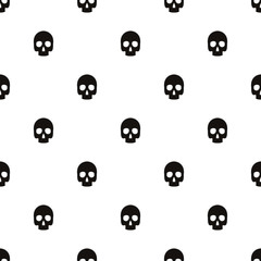 skull seamless pattern. black and white. flat vector illustration.