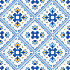 Traditional Portugal Lisbon azulejo ceramic tiles pattern.