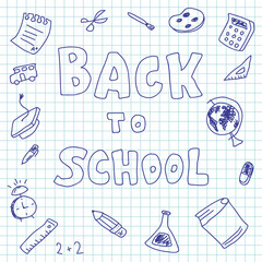 Back to school vector poster with doodle elements.