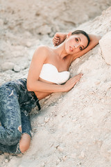 Girl in sand. Summer