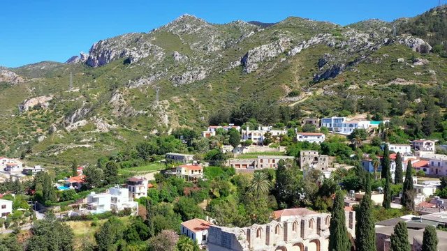 View above Bellapais Abbey. Kyrenia District, Cyprus
