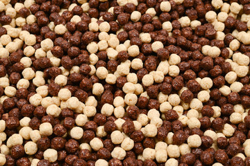 Chocolate corn flakes  as a background.