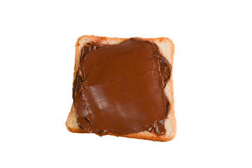 Сhocolate paste sandwich isolated on white background.