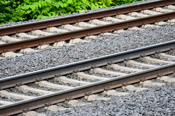 Fototapeta premium Railway lines in front of nature