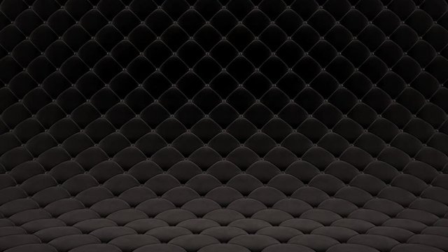 3D motion animation of black quilted velvet surface with black leather straps. Realistic animation of high quality. Looped video.
