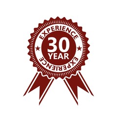 Label seal of 30 Year experience, 30 years experience red label