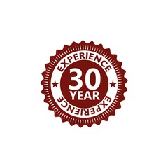 Label seal of 30 Year experience, 30 years experience red label