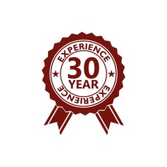 Label seal of 30 Year experience, 30 years experience red label
