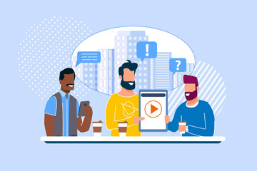 Office Situation Meeting with Friends Cartoon Flat