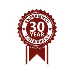 Label seal of 30 Year experience, 30 years experience red label
