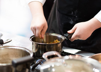 Chef cooking food in the kitchen, Chef preparing food