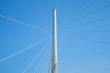 Abstract view of Bridge building architecture landmark with blue sky and cloud