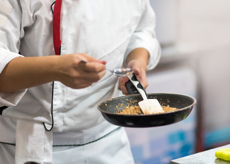 Chef cooking food in the kitchen, Chef preparing food