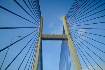 Abstract view of Bridge building architecture landmark with blue sky and cloud