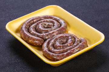 Raw beef sausages