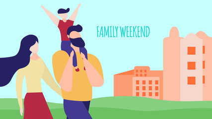 Summer Time, Family Walk Weekend Horizontal Banner