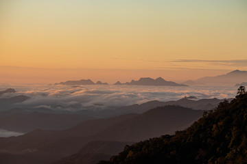 Landscape clouds in mountain valley during sunrise, Doi Ang Khang, Chiang mai