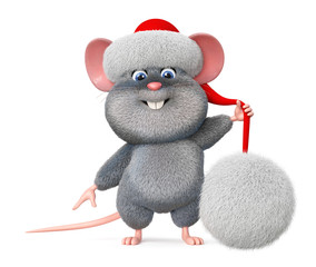3d illustration funny mouse Santa Claus/3d illustration Christmas mouse wishes you a happy New year