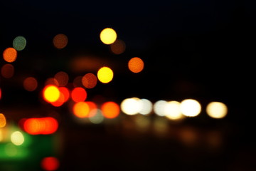 blur of city night colorful light bokeh defocused abstract background